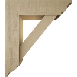 Ekena Millwork - BKTUR0756X30X34TRA01RCPR - Timberthane Faux Wood Traditional Style Bracket w/ Offset Brace, Traditional Ends, 7 1/2"W x 30"D x 34"H, Primed Tan