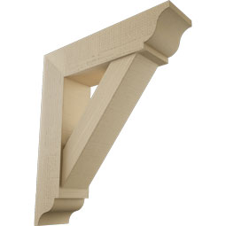 Ekena Millwork - BKTUR0756X30X34TRA01RCPR - Timberthane Faux Wood Traditional Style Bracket w/ Offset Brace, Traditional Ends, 7 1/2"W x 30"D x 34"H, Primed Tan