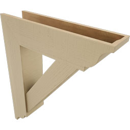 Ekena Millwork - BKTUR0756X30X36TRA01RCPR - Timberthane Faux Wood Traditional Style Bracket w/ Offset Brace, Traditional Ends, 7 1/2"W x 30"D x 36"H, Primed Tan