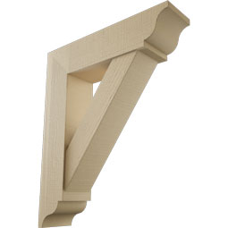Ekena Millwork - BKTUR0756X30X36TRA01RCPR - Timberthane Faux Wood Traditional Style Bracket w/ Offset Brace, Traditional Ends, 7 1/2"W x 30"D x 36"H, Primed Tan