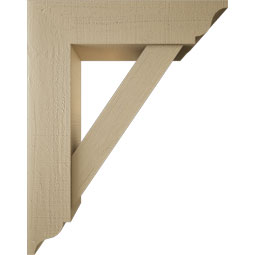 Ekena Millwork - BKTUR0756X30X38TRA01RCPR - Timberthane Faux Wood Traditional Style Bracket w/ Offset Brace, Traditional Ends, 7 1/2"W x 30"D x 38"H, Primed Tan