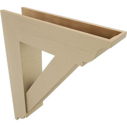 Ekena Millwork - BKTUR0756X30X38TRA01RCPR - Timberthane Faux Wood Traditional Style Bracket w/ Offset Brace, Traditional Ends, 7 1/2"W x 30"D x 38"H, Primed Tan