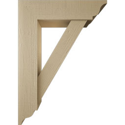 Ekena Millwork - BKTUR0756X30X42TRA01RCPR - Timberthane Faux Wood Traditional Style Bracket w/ Offset Brace, Traditional Ends, 7 1/2"W x 30"D x 42"H, Primed Tan