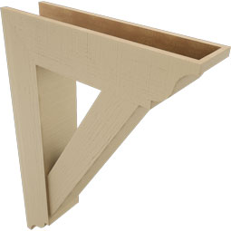 Ekena Millwork - BKTUR0756X30X42TRA01RCPR - Timberthane Faux Wood Traditional Style Bracket w/ Offset Brace, Traditional Ends, 7 1/2"W x 30"D x 42"H, Primed Tan