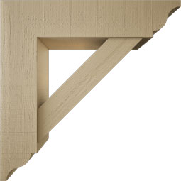 Ekena Millwork - BKTUR0756X32X32TRA01RCPR - Timberthane Faux Wood Traditional Style Bracket w/ Offset Brace, Traditional Ends, 7 1/2"W x 32"D x 32"H, Primed Tan