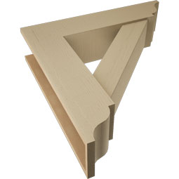 Ekena Millwork - BKTUR0756X32X32TRA01RCPR - Timberthane Faux Wood Traditional Style Bracket w/ Offset Brace, Traditional Ends, 7 1/2"W x 32"D x 32"H, Primed Tan