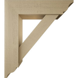 Ekena Millwork - BKTUR0756X32X36TRA01RCPR - Timberthane Faux Wood Traditional Style Bracket w/ Offset Brace, Traditional Ends, 7 1/2"W x 32"D x 36"H, Primed Tan