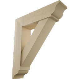 Ekena Millwork - BKTUR0756X32X36TRA01RCPR - Timberthane Faux Wood Traditional Style Bracket w/ Offset Brace, Traditional Ends, 7 1/2"W x 32"D x 36"H, Primed Tan