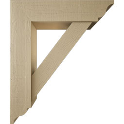 Ekena Millwork - BKTUR0756X32X38TRA01RCPR - Timberthane Faux Wood Traditional Style Bracket w/ Offset Brace, Traditional Ends, 7 1/2"W x 32"D x 38"H, Primed Tan