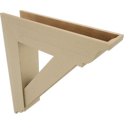 Ekena Millwork - BKTUR0756X32X38TRA01RCPR - Timberthane Faux Wood Traditional Style Bracket w/ Offset Brace, Traditional Ends, 7 1/2"W x 32"D x 38"H, Primed Tan