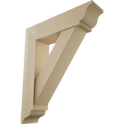 Ekena Millwork - BKTUR0756X32X38TRA01RCPR - Timberthane Faux Wood Traditional Style Bracket w/ Offset Brace, Traditional Ends, 7 1/2"W x 32"D x 38"H, Primed Tan