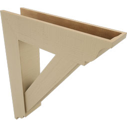 Ekena Millwork - BKTUR0756X32X40TRA01RCPR - Timberthane Faux Wood Traditional Style Bracket w/ Offset Brace, Traditional Ends, 7 1/2"W x 32"D x 40"H, Primed Tan