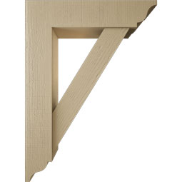 Ekena Millwork - BKTUR0756X32X44TRA01RCPR - Timberthane Faux Wood Traditional Style Bracket w/ Offset Brace, Traditional Ends, 7 1/2"W x 32"D x 44"H, Primed Tan