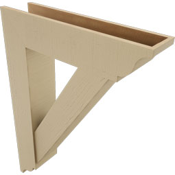 Ekena Millwork - BKTUR0756X32X44TRA01RCPR - Timberthane Faux Wood Traditional Style Bracket w/ Offset Brace, Traditional Ends, 7 1/2"W x 32"D x 44"H, Primed Tan