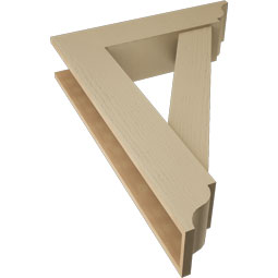 Ekena Millwork - BKTUR0756X32X44TRA01RCPR - Timberthane Faux Wood Traditional Style Bracket w/ Offset Brace, Traditional Ends, 7 1/2"W x 32"D x 44"H, Primed Tan