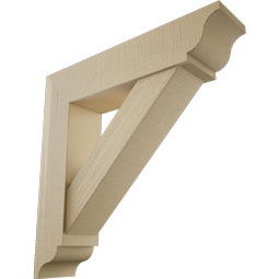 Ekena Millwork - BKTUR0756X34X34TRA01RCPR - Timberthane Faux Wood Traditional Style Bracket w/ Offset Brace, Traditional Ends, 7 1/2"W x 34"D x 34"H, Primed Tan