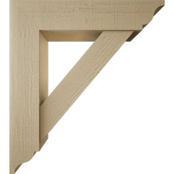 Ekena Millwork - BKTUR0756X34X38TRA01RCPR - Timberthane Faux Wood Traditional Style Bracket w/ Offset Brace, Traditional Ends, 7 1/2"W x 34"D x 38"H, Primed Tan