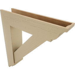 Ekena Millwork - BKTUR0756X34X38TRA01RCPR - Timberthane Faux Wood Traditional Style Bracket w/ Offset Brace, Traditional Ends, 7 1/2"W x 34"D x 38"H, Primed Tan