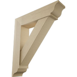 Ekena Millwork - BKTUR0756X34X38TRA01RCPR - Timberthane Faux Wood Traditional Style Bracket w/ Offset Brace, Traditional Ends, 7 1/2"W x 34"D x 38"H, Primed Tan