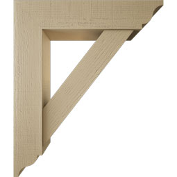 Ekena Millwork - BKTUR0756X34X40TRA01RCPR - Timberthane Faux Wood Traditional Style Bracket w/ Offset Brace, Traditional Ends, 7 1/2"W x 34"D x 40"H, Primed Tan