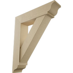 Ekena Millwork - BKTUR0756X34X40TRA01RCPR - Timberthane Faux Wood Traditional Style Bracket w/ Offset Brace, Traditional Ends, 7 1/2"W x 34"D x 40"H, Primed Tan