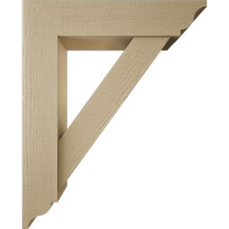 Ekena Millwork - BKTUR0756X34X42TRA01RCPR - Timberthane Faux Wood Traditional Style Bracket w/ Offset Brace, Traditional Ends, 7 1/2"W x 34"D x 42"H, Primed Tan