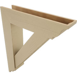 Ekena Millwork - BKTUR0756X34X42TRA01RCPR - Timberthane Faux Wood Traditional Style Bracket w/ Offset Brace, Traditional Ends, 7 1/2"W x 34"D x 42"H, Primed Tan