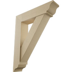 Ekena Millwork - BKTUR0756X34X42TRA01RCPR - Timberthane Faux Wood Traditional Style Bracket w/ Offset Brace, Traditional Ends, 7 1/2"W x 34"D x 42"H, Primed Tan
