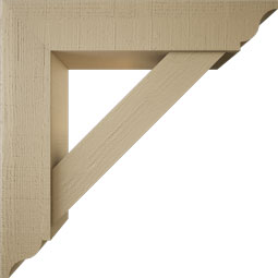 Ekena Millwork - BKTUR0756X36X36TRA01RCPR - Timberthane Faux Wood Traditional Style Bracket w/ Offset Brace, Traditional Ends, 7 1/2"W x 36"D x 36"H, Primed Tan