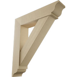 Ekena Millwork - BKTUR0756X36X40TRA01RCPR - Timberthane Faux Wood Traditional Style Bracket w/ Offset Brace, Traditional Ends, 7 1/2"W x 36"D x 40"H, Primed Tan