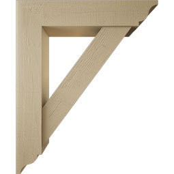 Ekena Millwork - BKTUR0756X36X44TRA01RCPR - Timberthane Faux Wood Traditional Style Bracket w/ Offset Brace, Traditional Ends, 7 1/2"W x 36"D x 44"H, Primed Tan