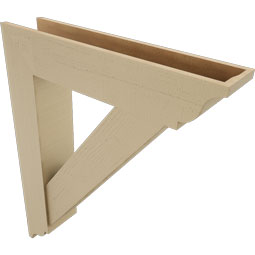 Ekena Millwork - BKTUR0756X36X44TRA01RCPR - Timberthane Faux Wood Traditional Style Bracket w/ Offset Brace, Traditional Ends, 7 1/2"W x 36"D x 44"H, Primed Tan