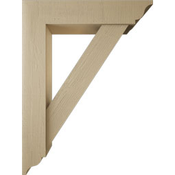 Ekena Millwork - BKTUR0756X36X48TRA01RCPR - Timberthane Faux Wood Traditional Style Bracket w/ Offset Brace, Traditional Ends, 7 1/2"W x 36"D x 48"H, Primed Tan