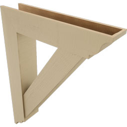 Ekena Millwork - BKTUR0756X36X48TRA01RCPR - Timberthane Faux Wood Traditional Style Bracket w/ Offset Brace, Traditional Ends, 7 1/2"W x 36"D x 48"H, Primed Tan