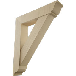 Ekena Millwork - BKTUR0756X38X44TRA01RCPR - Timberthane Faux Wood Traditional Style Bracket w/ Offset Brace, Traditional Ends, 7 1/2"W x 38"D x 44"H, Primed Tan