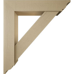 Ekena Millwork - BKTUR0756X40X44TRA01RCPR - Timberthane Faux Wood Traditional Style Bracket w/ Offset Brace, Traditional Ends, 7 1/2"W x 40"D x 44"H, Primed Tan