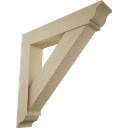 Ekena Millwork - BKTUR0756X42X42TRA01RCPR - Timberthane Faux Wood Traditional Style Bracket w/ Offset Brace, Traditional Ends, 7 1/2"W x 42"D x 42"H, Primed Tan