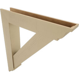 Ekena Millwork - BKTUR0756X42X48TRA01RCPR - Timberthane Faux Wood Traditional Style Bracket w/ Offset Brace, Traditional Ends, 7 1/2"W x 42"D x 48"H, Primed Tan
