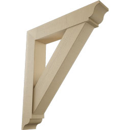 Ekena Millwork - BKTUR0756X42X48TRA01RCPR - Timberthane Faux Wood Traditional Style Bracket w/ Offset Brace, Traditional Ends, 7 1/2"W x 42"D x 48"H, Primed Tan