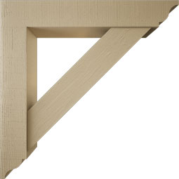Ekena Millwork - BKTUR0756X44X44TRA01RCPR - Timberthane Faux Wood Traditional Style Bracket w/ Offset Brace, Traditional Ends, 7 1/2"W x 44"D x 44"H, Primed Tan