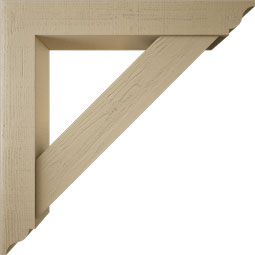 Ekena Millwork - BKTUR0756X48X48TRA01RCPR - Timberthane Faux Wood Traditional Style Bracket w/ Offset Brace, Traditional Ends, 7 1/2"W x 48"D x 48"H, Primed Tan