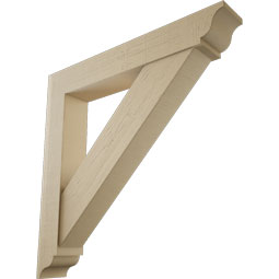 Ekena Millwork - BKTUR0756X48X48TRA01RCPR - Timberthane Faux Wood Traditional Style Bracket w/ Offset Brace, Traditional Ends, 7 1/2"W x 48"D x 48"H, Primed Tan