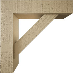 Ekena Millwork - BKTUR0352X14X14TRA05RCPR - Timberthane Faux Wood Traditional Style Bracket w/ Offset Brace, Block Ends, 3 1/2"W x 14"D x 14"H, Primed Tan