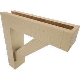 Ekena Millwork - BKTUR0352X14X14TRA05RCPR - Timberthane Faux Wood Traditional Style Bracket w/ Offset Brace, Block Ends, 3 1/2"W x 14"D x 14"H, Primed Tan