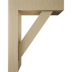 Ekena Millwork - BKTUR0352X14X18TRA05RCPR - Timberthane Faux Wood Traditional Style Bracket w/ Offset Brace, Block Ends, 3 1/2"W x 14"D x 18"H, Primed Tan