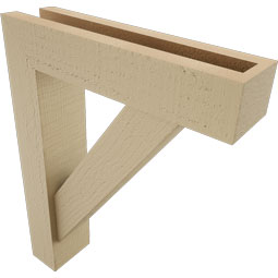 Ekena Millwork - BKTUR0352X14X18TRA05RCPR - Timberthane Faux Wood Traditional Style Bracket w/ Offset Brace, Block Ends, 3 1/2"W x 14"D x 18"H, Primed Tan
