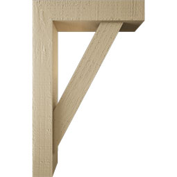 Ekena Millwork - BKTUR0352X14X22TRA05RCPR - Timberthane Faux Wood Traditional Style Bracket w/ Offset Brace, Block Ends, 3 1/2"W x 14"D x 22"H, Primed Tan