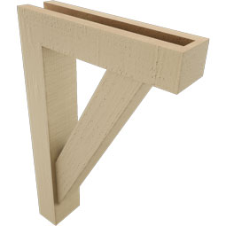 Ekena Millwork - BKTUR0352X14X22TRA05RCPR - Timberthane Faux Wood Traditional Style Bracket w/ Offset Brace, Block Ends, 3 1/2"W x 14"D x 22"H, Primed Tan