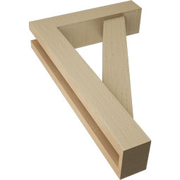 Ekena Millwork - BKTUR0352X14X22TRA05RCPR - Timberthane Faux Wood Traditional Style Bracket w/ Offset Brace, Block Ends, 3 1/2"W x 14"D x 22"H, Primed Tan