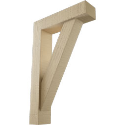 Ekena Millwork - BKTUR0352X14X22TRA05RCPR - Timberthane Faux Wood Traditional Style Bracket w/ Offset Brace, Block Ends, 3 1/2"W x 14"D x 22"H, Primed Tan